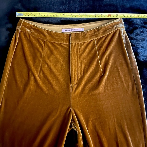 Hansen & Gretel Honey Mustard Velvet Flared Trousers - Picture 4 of 16